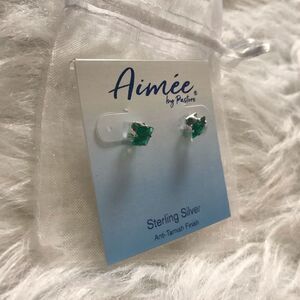 Aimee by Pastore Green Earrings Sterling‎ Silver May Stud